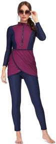 img 3 attached to Seafanny Women's Modest Swimsuit with Long Sleeves - Burkini Style Full Coverage Muslim Swimwear