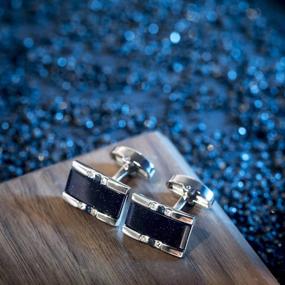 img 3 attached to Captivating BagTu Galaxy Rectangular Greeting Cufflinks: Elevate Your Style