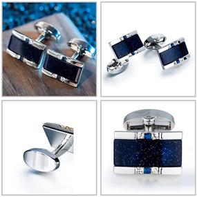 img 2 attached to Captivating BagTu Galaxy Rectangular Greeting Cufflinks: Elevate Your Style