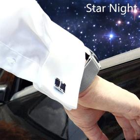 img 1 attached to Captivating BagTu Galaxy Rectangular Greeting Cufflinks: Elevate Your Style