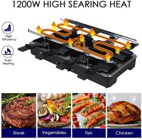 img 2 attached to 🍽️ Artestia Raclette Table Grill - 1200W Electric Indoor Grill with 8 Paddles - Korean BBQ Grill Set with Cheese Raclette, Grill Stone, and Non-Stick Reversible Aluminum Surface