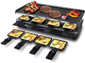 img 3 attached to 🍽️ Artestia Raclette Table Grill - 1200W Electric Indoor Grill with 8 Paddles - Korean BBQ Grill Set with Cheese Raclette, Grill Stone, and Non-Stick Reversible Aluminum Surface