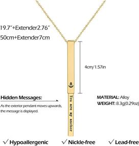 img 1 attached to Personalized Hidden Messages Necklace: Sloong 14k Gold Plated Bar Necklace, Engrave Inspiring Charm with Adjustable Chain - Perfect Valentine's Gift for Women and Girls