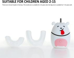 img 3 attached to 🦷 AIXIU Автоматическая электрическая зубная щетка для детей - щетки в форме U, 360° ультразвуковая зубная щетка - 2 размера, водонепроницаемость IPX7, 3 режима очистки - дети от 2 до 14 лет.