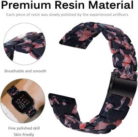 img 2 attached to 🌹 Резиновый ремешок Miimall в качестве запасной браслет-браслет для Fitbit Versa/Versa 2/Versa Lite/SE - Легкие стальные металлические ремни - Черные розы