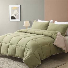 img 3 attached to DWR Green/Light Brown Reversible Down Alternative Comforter Set Queen/Full, 3-Piece All Season Eucalyptus Blend Microfiber Comforter with Shams, Ultra-Soft Fluffy Cloud Breathable Quilt Comforter