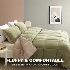 img 2 attached to DWR Green/Light Brown Reversible Down Alternative Comforter Set Queen/Full, 3-Piece All Season Eucalyptus Blend Microfiber Comforter with Shams, Ultra-Soft Fluffy Cloud Breathable Quilt Comforter