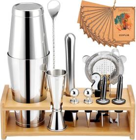 img 4 attached to 🍸 COPLIB 13-Piece Stainless Steel Bartender Kit with Rustproof Cocktail Shaker Set and Stylish Stand