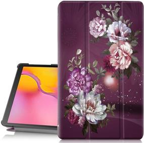 img 2 attached to Чехол Hocase Galaxy Tab A 10.1 (SM-T510/SM-T515) - Милый цветочный PU-кожаный трехслойный чехол-подставка для Samsung Galaxy Tab A 10.1 дюйма (модель 2019 года), дизайн "Бордовые Цветы