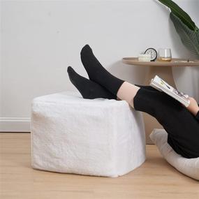 img 3 attached to 🪑 Square Cream White Faux Fur Ottoman Cover - Unstuffed Pouf, Fuzzy Bean Bag Storage Ottoman, Foot Rest Stool Cube, Floor Cushion Seat, Living Room & Bedroom Storage Poof - Cover ONLY