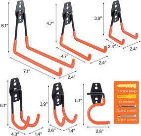 img 1 attached to 🧰 Dorisy 16 Packs Upgraded Garage Hooks Utility Double Heavy Duty with Mop Broom Holders, Wall Mount Hooks, Garage Storage Organization and Tool Hangers for Power & Garden Tools, Ladders, Bikes (Orange)