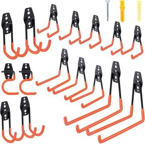 img 4 attached to 🧰 Dorisy 16 Packs Upgraded Garage Hooks Utility Double Heavy Duty with Mop Broom Holders, Wall Mount Hooks, Garage Storage Organization and Tool Hangers for Power & Garden Tools, Ladders, Bikes (Orange)