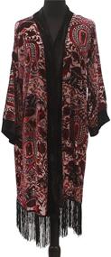 img 2 attached to 👘 Velvet Burnout Kimono Cardigan for Women - Trendy Clothing for Women