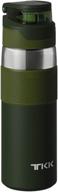 🍃 green stainless steel sport water bottle with straw & handle - 20oz cold insulation, leak-proof, keep warm logo