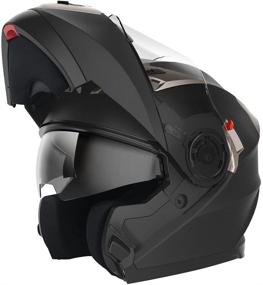 img 1 attached to 🏍️ DOT Approved Modular Full Face Helmet - YEMA YM-925 Motorcycle Casco Moto Moped Street Bike Racing Helmet with Sun Visor Bluetooth Space for Adult, Youth Men and Women - Matte Black, XL