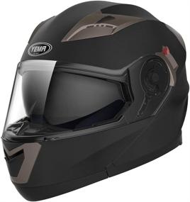 img 2 attached to 🏍️ DOT Approved Modular Full Face Helmet - YEMA YM-925 Motorcycle Casco Moto Moped Street Bike Racing Helmet with Sun Visor Bluetooth Space for Adult, Youth Men and Women - Matte Black, XL