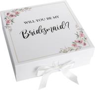 🎁 предложение подружке невесты подарочная коробка - будь моей подружкой невесты, 10x10x3,5 дюймов, магнитное закрытие с белой лентой - подарки подружкам невесты на свадьбу, набор из 1 штуки логотип
