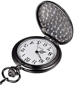 img 3 attached to JewelryWe Silver-Tone Polished Quartz Pocket Watch