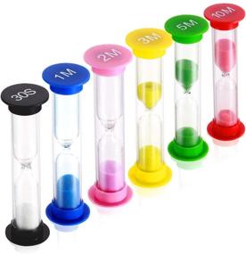 img 4 attached to ⏳ DSmile Plastic Sand Timer - Set of 6 Colorful Sandglass Hourglass Sand Clock Timers - 30sec, 1min, 2mins, 3mins, 5mins, 10mins