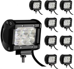 img 4 attached to YITAMOTOR 10Pcs 4Inch 18W Led Light Bar - LED Flood Work Light Offroad Driving Fog Light Waterproof for SUV UTV ATV Pickup Boat Tractor Truck Trailer Mower 12V