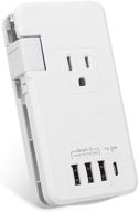 🔌 компактный путешественник защитит от перенапряжения power strip с портом pd 30w usb c - портативный плоский удлинительный кабель с 2 розетками, 3 usb-портами для зарядки. идеально подходит для путешествий, дома и офиса. логотип