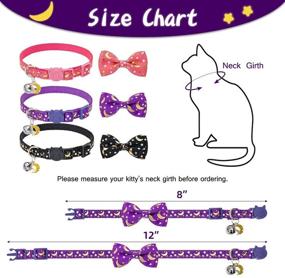 img 3 attached to 🐱 BINGPET Luminous Cat Collar with Bells - Glow in The Dark Detachable Bow Tie Collars 3 Pack - Breakaway Adjustable Hot Stamping Pet Kitten Collars with Star and Moon Patterns: Stylish Safety for Your Feline Friends