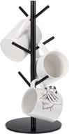 black acrylic coffee mug tree mug holder rack with 6 hooks - removable cup holders for counter - 14 inch acrylic mug stands логотип