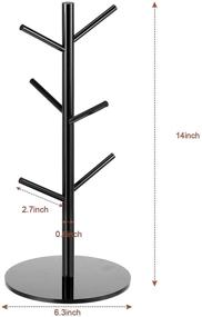 img 3 attached to Black Acrylic Coffee Mug Tree Mug Holder Rack with 6 Hooks - Removable Cup Holders for Counter - 14 Inch Acrylic Mug Stands