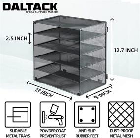 img 3 attached to DALTACK 5-Tier Mesh Metal Desk File Organizer for Home & Office in Black, with Letter Trays