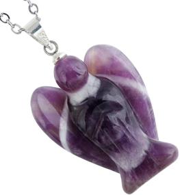 img 3 attached to 🔮 TUMBEELLUWA Guardian Angel Handmade Carved Healing Stone Crystal Pendant: Exclusive Crystal Necklace with Complimentary Metal Alloy Chain