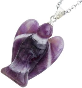 img 4 attached to 🔮 TUMBEELLUWA Guardian Angel Handmade Carved Healing Stone Crystal Pendant: Exclusive Crystal Necklace with Complimentary Metal Alloy Chain