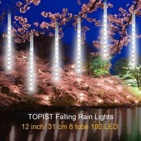 img 3 attached to 🌟 TOPIST 12 Inch High Brightness Raindrop Lights, 8 Tube 192 LED Snow Falling LED Lights, Cascading Lights Waterproof Outdoor Indoor for Party Xmas Garden Tree Decoration in White - Meteor Shower Lights