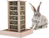 🐇 natural wooden hay feeder rack for rabbits, guinea pigs, chinchillas, and hamsters - pet-self feeding solution to minimize waste, glue-free and nailless design логотип