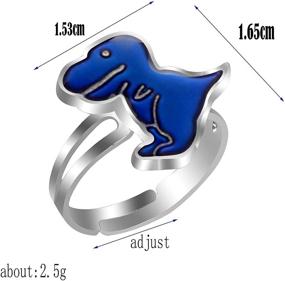 img 3 attached to 🦖 2 Pcs Color-Change Dinosaur Mood Rings for Women, Girls, Boys - Adjustable Size, Wqaip Kerg