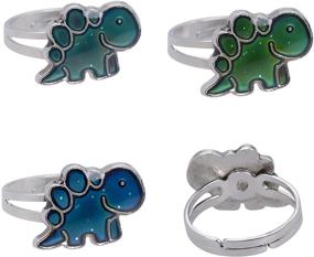 img 2 attached to 🦖 2 Pcs Color-Change Dinosaur Mood Rings for Women, Girls, Boys - Adjustable Size, Wqaip Kerg