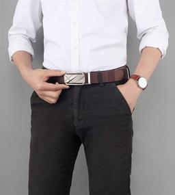 img 3 attached to 👔 Men's Accessories - Brown 110 Webbing Ratchet Automatic Buckle, 35mm Wide