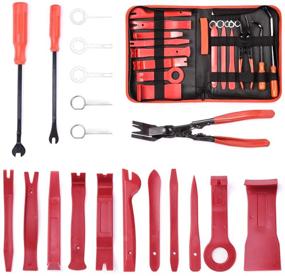 img 4 attached to MICTUNING 19Pcs Auto Audio Trim Removal Tool Set & Clip Plier Upholstery Fastener Remover Nylon Dash Door Panel Stereo Tool Kits (Red) - Effortlessly Remove Car Interior Trims and Upholstery
