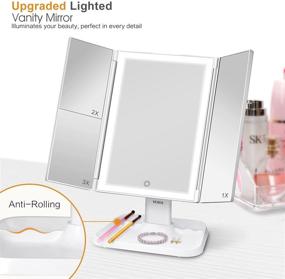 img 1 attached to 💄 Enhance Your Beauty Routine with Makeup Vanity Mirror - 3 Color Lighting Modes 72 LED Trifold Mirror, 1x/2x/3x Magnification, Touch Control Design, Portable High Definition Cosmetic Lighted Up Mirror