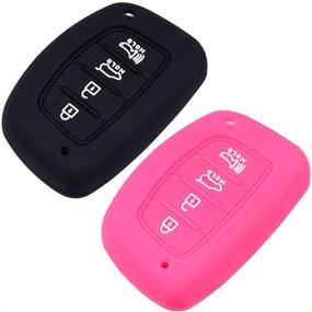 img 3 attached to 4 Buttons Silicone Case Protector Key Fob Cover Smart Car Remote Holder For Hyundai Elantra Sonata Tucson I40 IX35 I45 SMART Key (NOT FLIP KEY) … (1Pcs Black 1Pcs Rose)