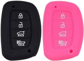 img 4 attached to 4 Buttons Silicone Case Protector Key Fob Cover Smart Car Remote Holder For Hyundai Elantra Sonata Tucson I40 IX35 I45 SMART Key (NOT FLIP KEY) … (1Pcs Black 1Pcs Rose)