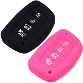 img 2 attached to 4 Buttons Silicone Case Protector Key Fob Cover Smart Car Remote Holder For Hyundai Elantra Sonata Tucson I40 IX35 I45 SMART Key (NOT FLIP KEY) … (1Pcs Black 1Pcs Rose)