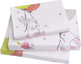 img 4 attached to 🐰 Cheerful Kids Twin Bedding Set: J-pinno Cute Cartoon Rabbit Bunny Sheets, 100% Cotton, Flat Sheet + Fitted Sheet + Pillowcase Set for Girls!