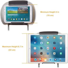 img 1 attached to 📱 Universal Car Headrest Mount Holder with Adjustable Clamp for iPads, Samsung Tablets, and Other Devices