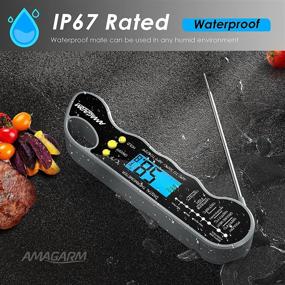 img 3 attached to 🌡️ AMAGARM Instant Read Meat Thermometer - Ultra Fast and Waterproof Digital Food Thermometer with Backlight, Magnet, and Foldable Probe. Ideal for Kitchen Cooking, Deep Fry, Outdoor BBQ, and Grill.