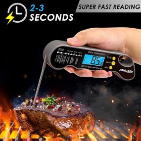 img 2 attached to 🌡️ AMAGARM Instant Read Meat Thermometer - Ultra Fast and Waterproof Digital Food Thermometer with Backlight, Magnet, and Foldable Probe. Ideal for Kitchen Cooking, Deep Fry, Outdoor BBQ, and Grill.