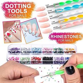 img 1 attached to Complete Nail Art Kit: JOYJULY Nail Art Brushes with Dotting Tools, Glitters, Stickers, Rhinestones, Foil, and Striping Tapes for Stunning Nails Design