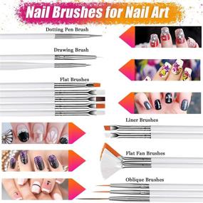 img 2 attached to Complete Nail Art Kit: JOYJULY Nail Art Brushes with Dotting Tools, Glitters, Stickers, Rhinestones, Foil, and Striping Tapes for Stunning Nails Design