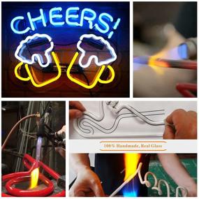 img 1 attached to 🍻 Cheers Real Glass Neon Signs: Vibrant Blue Neon Lights for Bedrooms, Bars, Offices, Hotels, and More