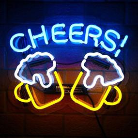 img 2 attached to 🍻 Cheers Real Glass Neon Signs: Vibrant Blue Neon Lights for Bedrooms, Bars, Offices, Hotels, and More