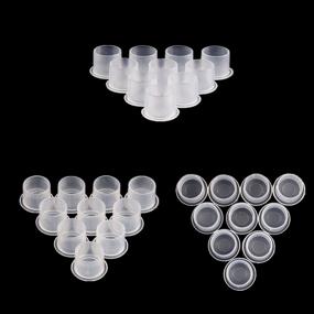 img 1 attached to 🖌️ Yuelong Tattoo Ink Caps - 300pcs White Ink Cups with Base, Mixed Sizes #11 Small #14 Medium #17 Large for Tattoo Ink, Supplies, Kits